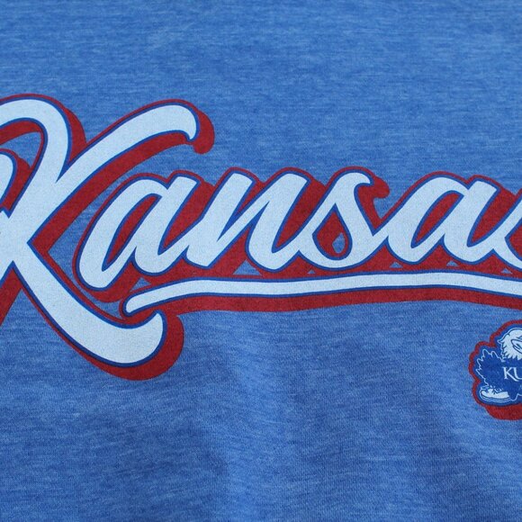 💙❤️University of Kansas Jayhawks Oversized Waist-Length Crewneck Sweatshirt - Picture 2 of 4